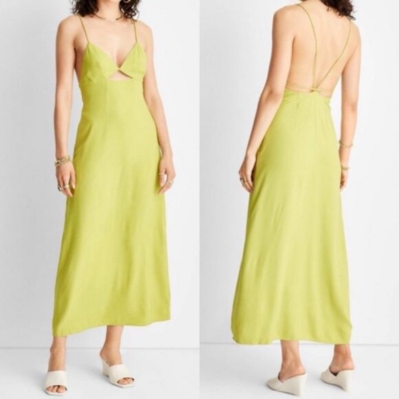 NWT Future Collective Lime Green Cutout Backless Midi Dress Size 10 Alani Noelle - Picture 1 of 12